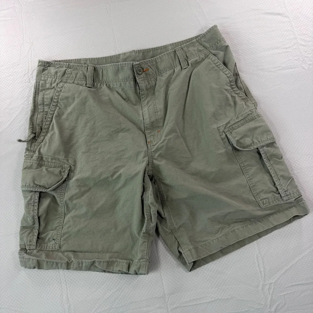 LL Bean Cargo Shorts Mens 40 Natural Fit Olive Sage Green 100 Cotton 9 Inseam